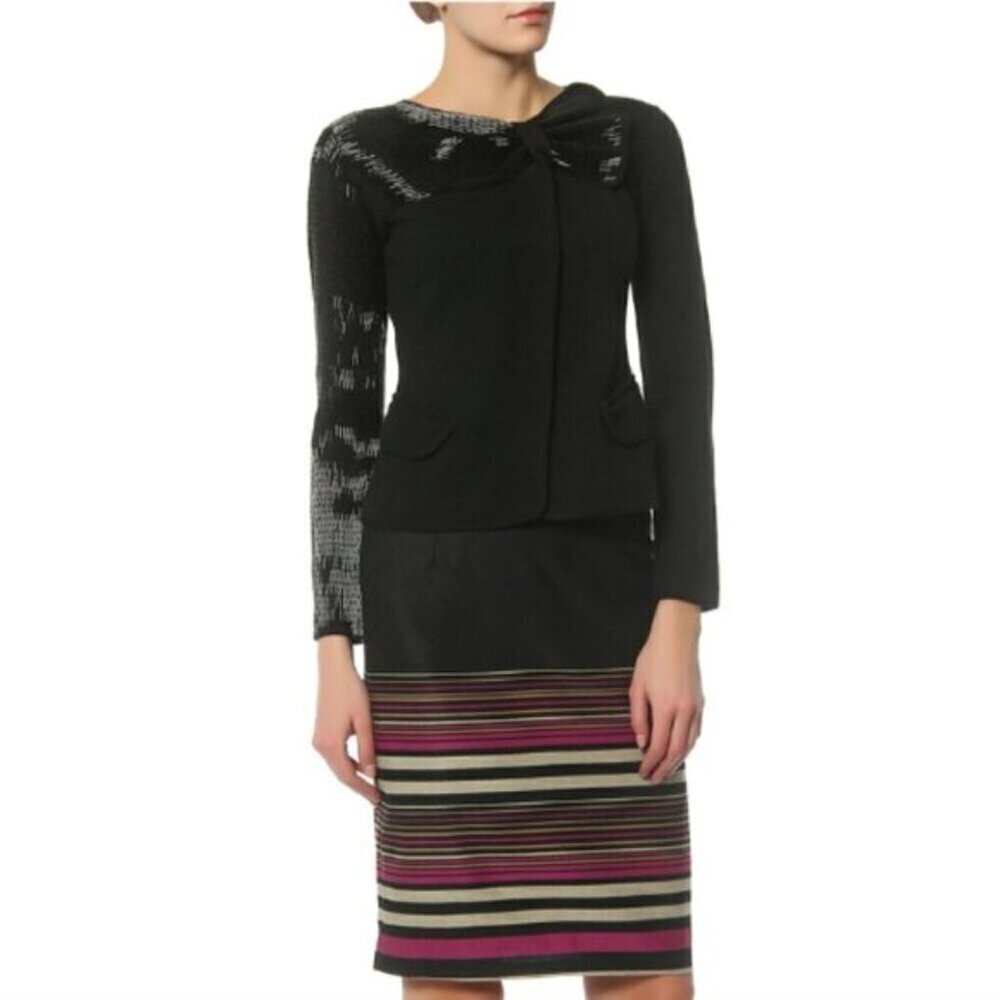 Emporio Armani Beaded Wool Blend Blazer Jacket Black 44